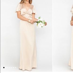 NWT Show Me Your Mumu Rome Twist Gown in Champagne Satin NEVER WORN